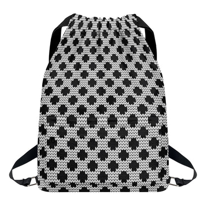 Polka Dot Knitted Pattern Print Drawstring Backpack