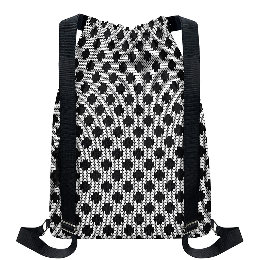 Polka Dot Knitted Pattern Print Drawstring Backpack