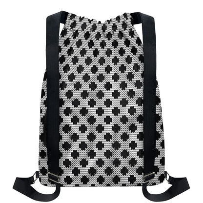 Polka Dot Knitted Pattern Print Drawstring Backpack