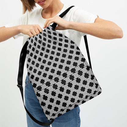 Polka Dot Knitted Pattern Print Drawstring Backpack