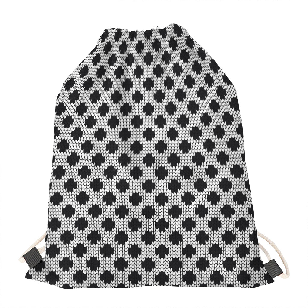 Polka Dot Knitted Pattern Print Drawstring Bag