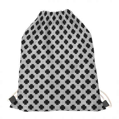 Polka Dot Knitted Pattern Print Drawstring Bag