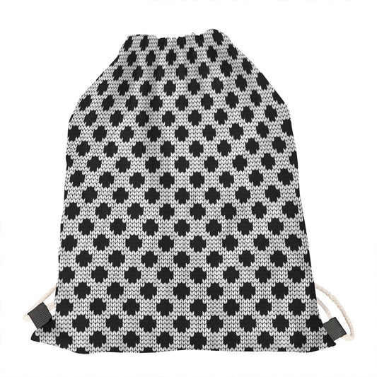 Polka Dot Knitted Pattern Print Drawstring Bag