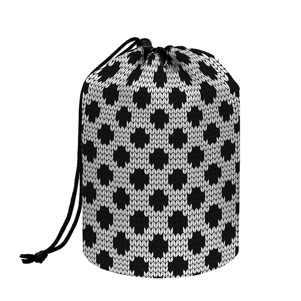 Polka Dot Knitted Pattern Print Drawstring Makeup Bag