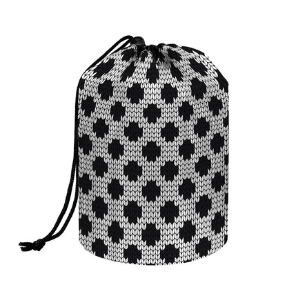 Polka Dot Knitted Pattern Print Drawstring Makeup Bag