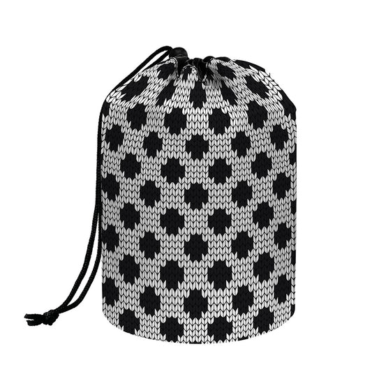 Polka Dot Knitted Pattern Print Drawstring Makeup Bag