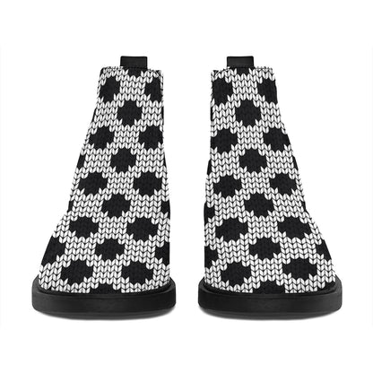 Polka Dot Knitted Pattern Print Flat Ankle Boots