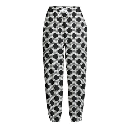 Polka Dot Knitted Pattern Print Fleece Lined Knit Pants