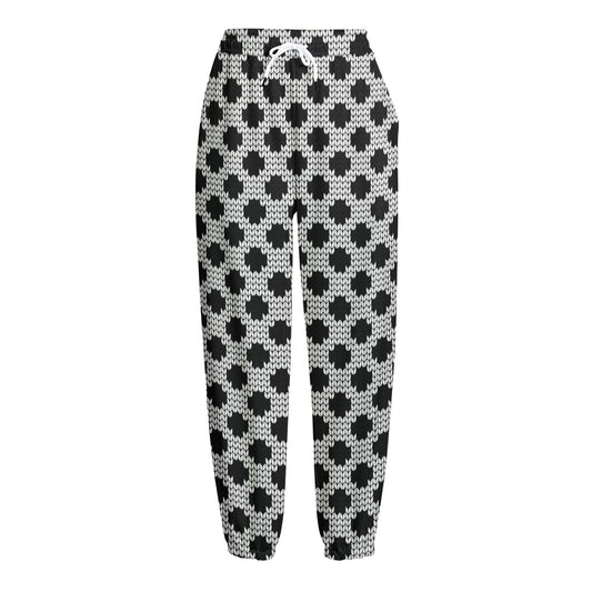 Polka Dot Knitted Pattern Print Fleece Lined Knit Pants