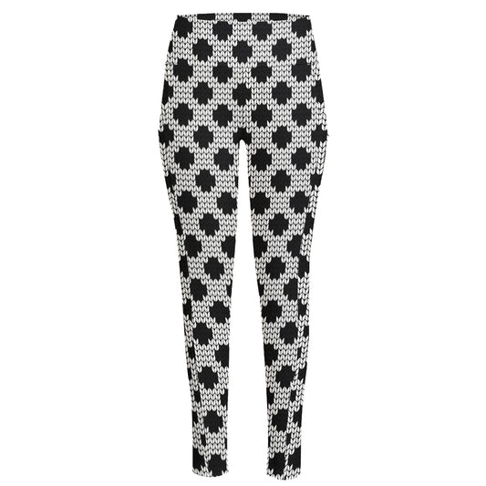 Polka Dot Knitted Pattern Print High-Waisted Pocket Leggings