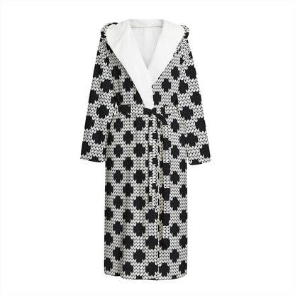 Polka Dot Knitted Pattern Print Hooded Bathrobe