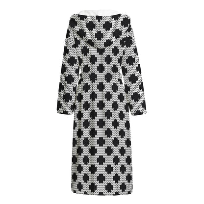 Polka Dot Knitted Pattern Print Hooded Bathrobe