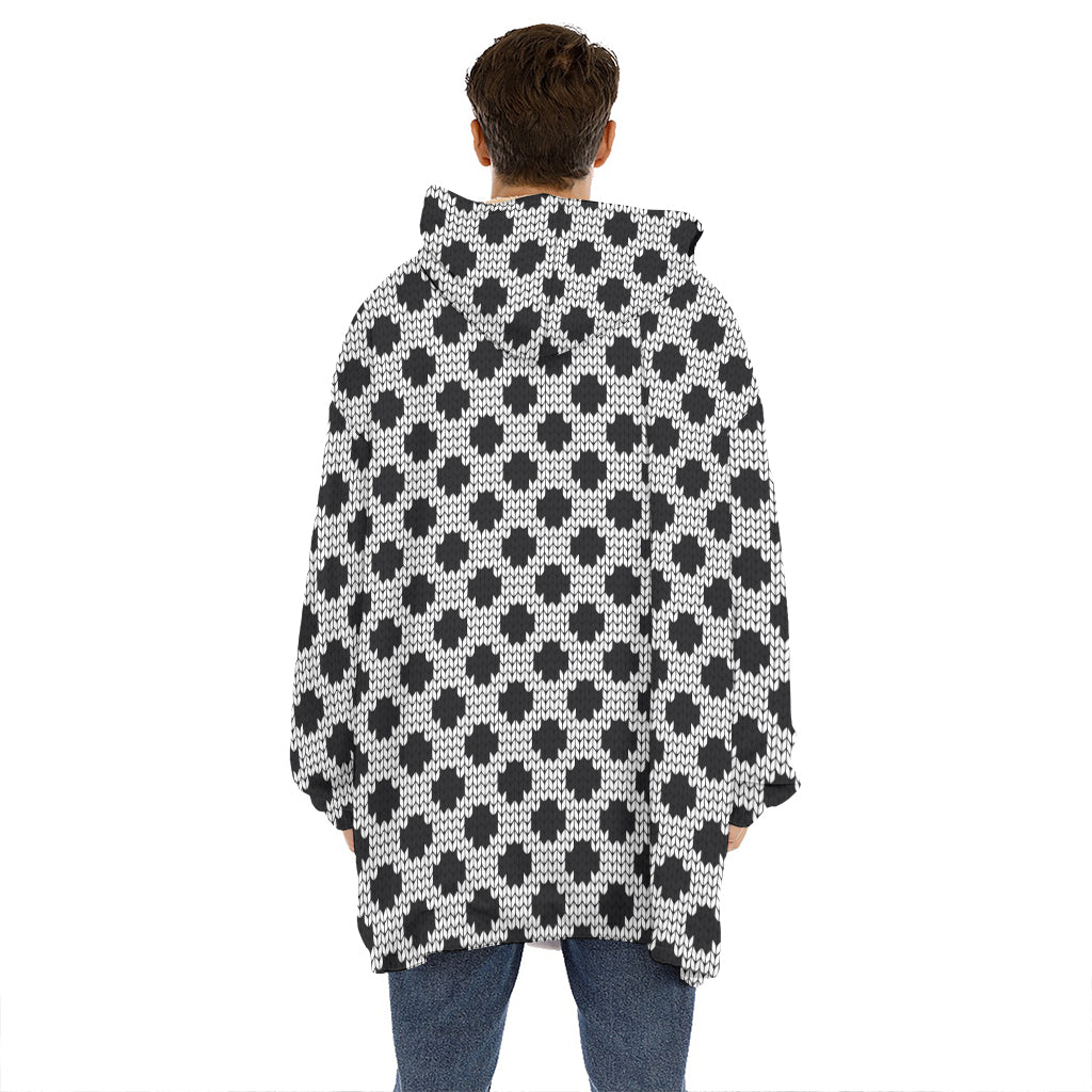 Polka Dot Knitted Pattern Print Hoodie Blanket