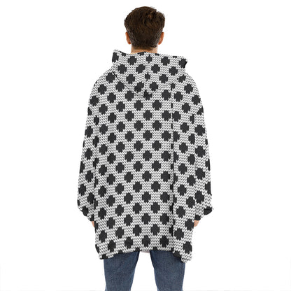 Polka Dot Knitted Pattern Print Hoodie Blanket