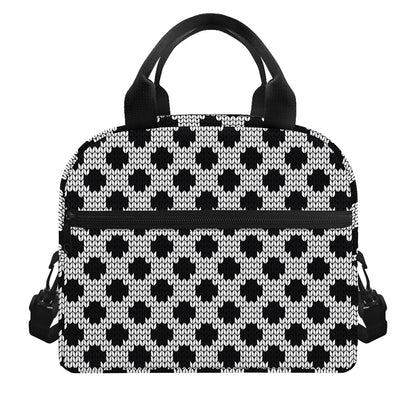 Polka Dot Knitted Pattern Print Insulated Lunch Bag