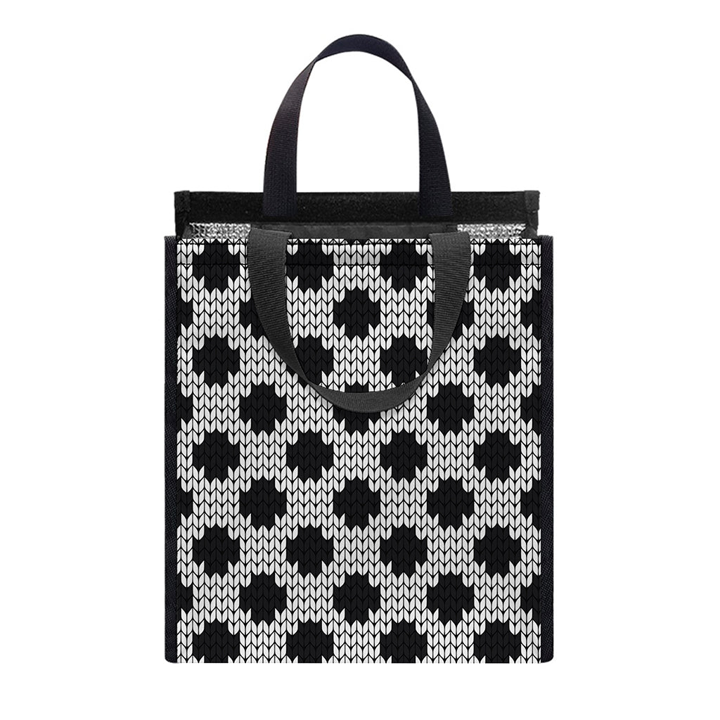 Polka Dot Knitted Pattern Print Insulated Lunch Tote