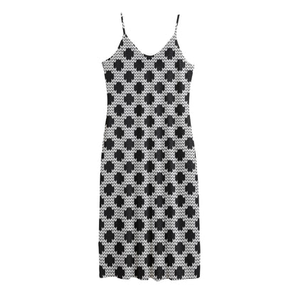 Polka Dot Knitted Pattern Print Jersey Midi Cami Dress
