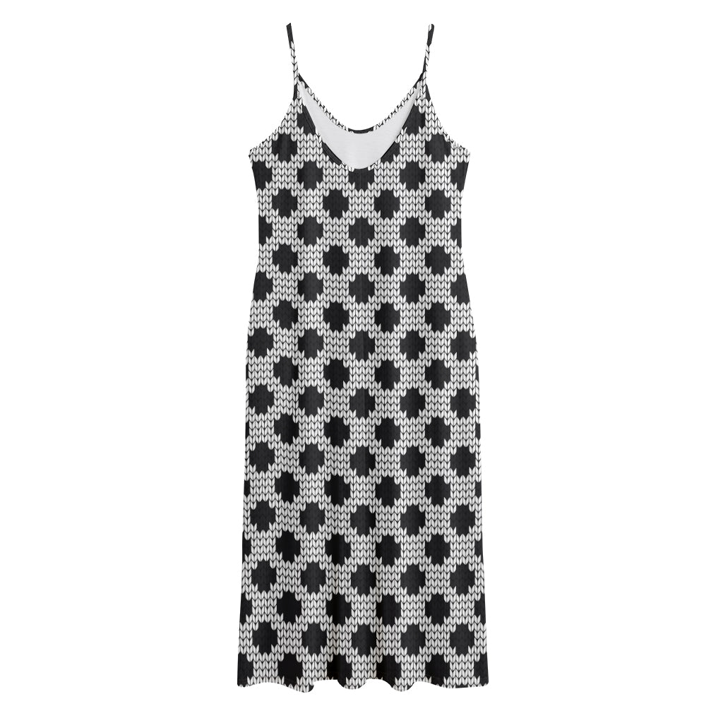 Polka Dot Knitted Pattern Print Jersey Midi Cami Dress