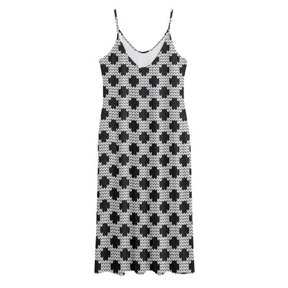 Polka Dot Knitted Pattern Print Jersey Midi Cami Dress