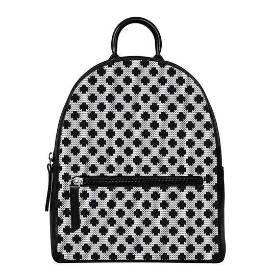 Polka Dot Knitted Pattern Print Leather Backpack