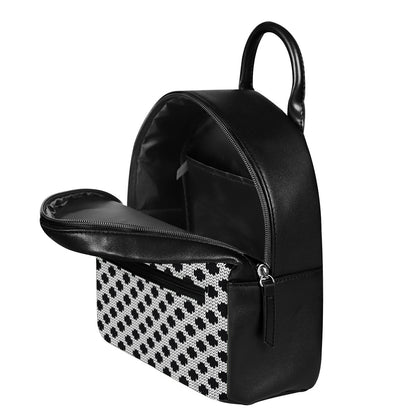 Polka Dot Knitted Pattern Print Leather Backpack