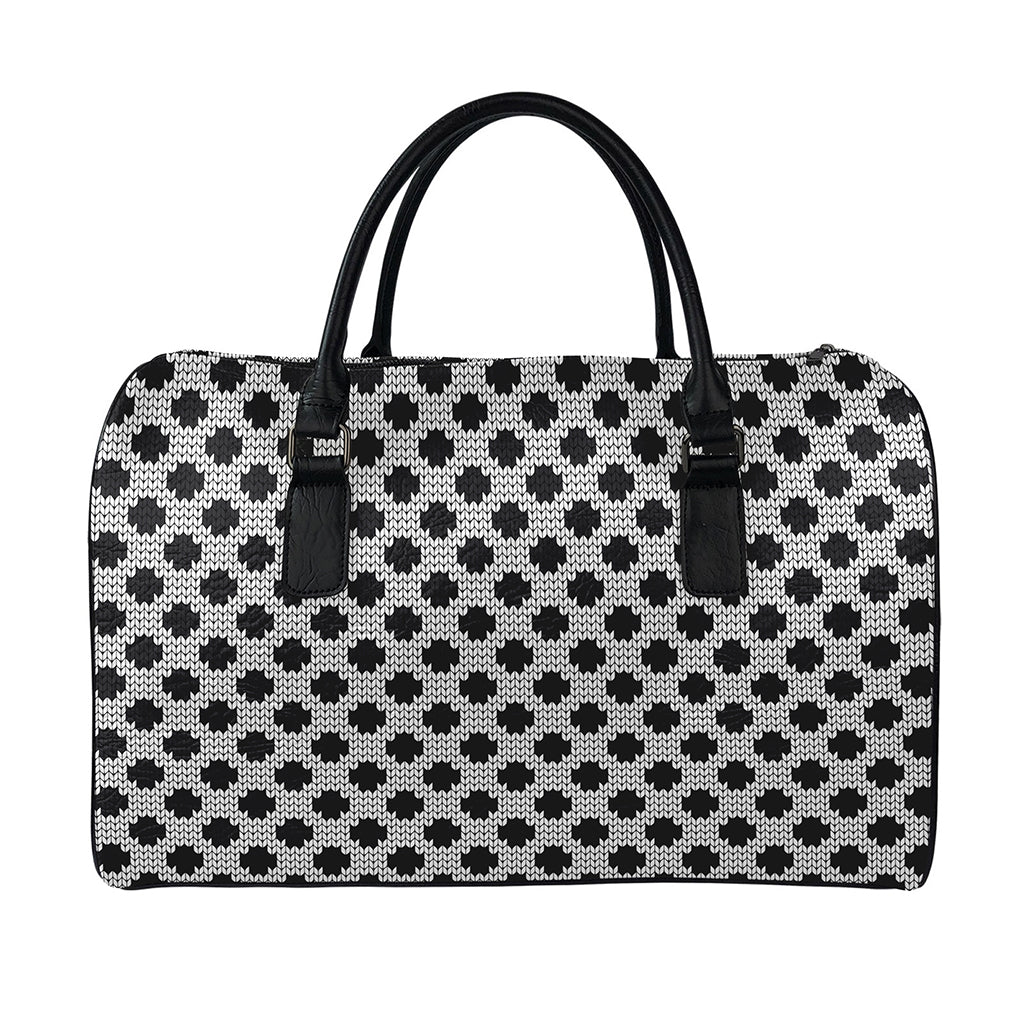 Polka Dot Knitted Pattern Print Leather Duffle Bag