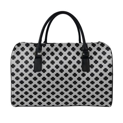 Polka Dot Knitted Pattern Print Leather Duffle Bag