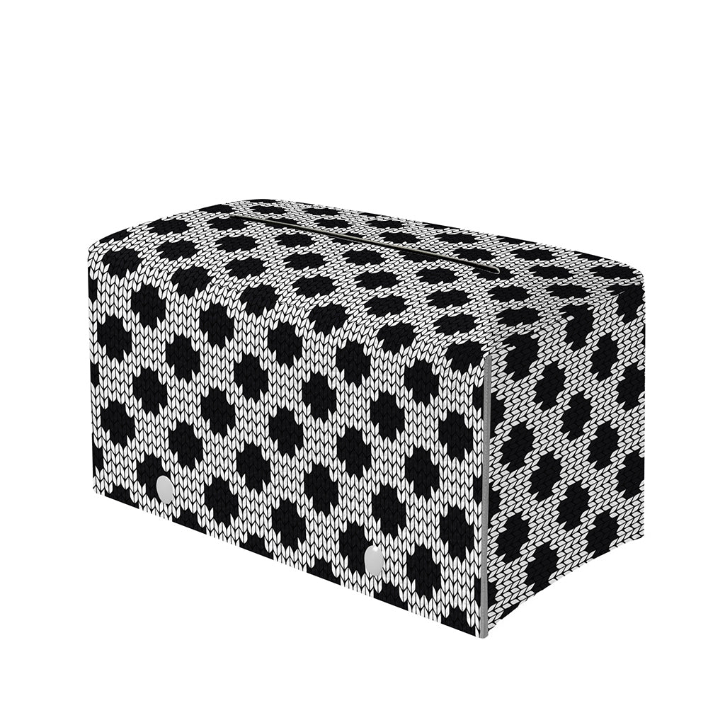 Polka Dot Knitted Pattern Print Leather Tissue Box Cover