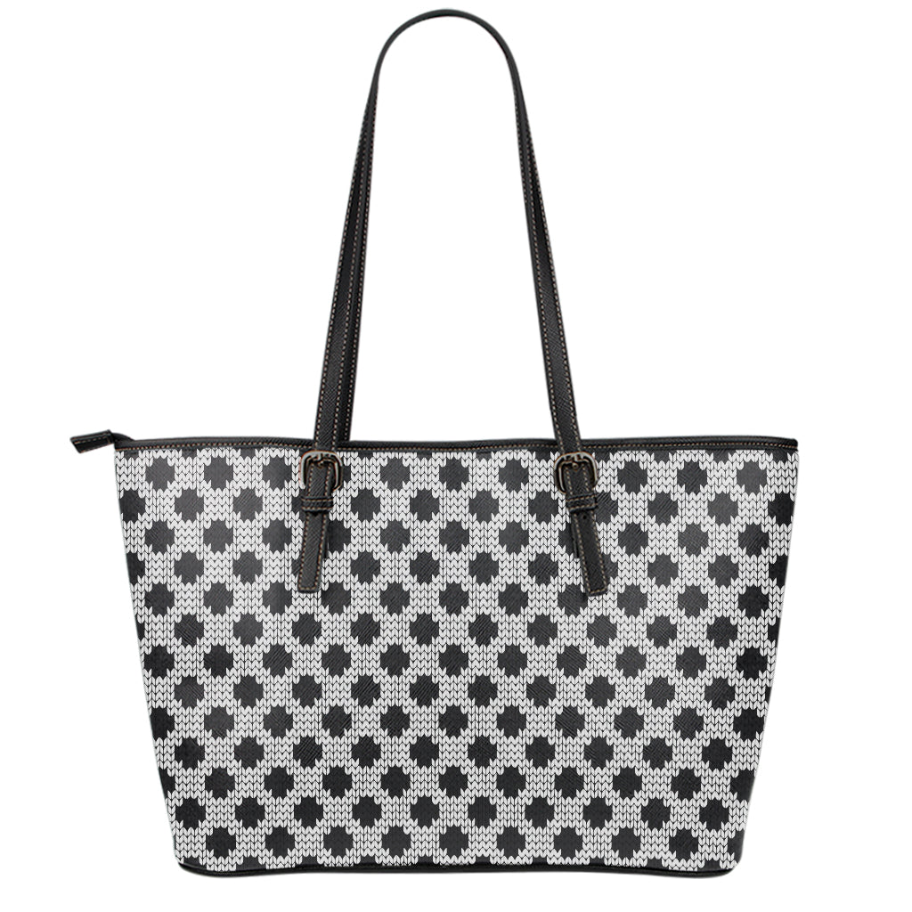 Polka Dot Knitted Pattern Print Leather Tote Bag
