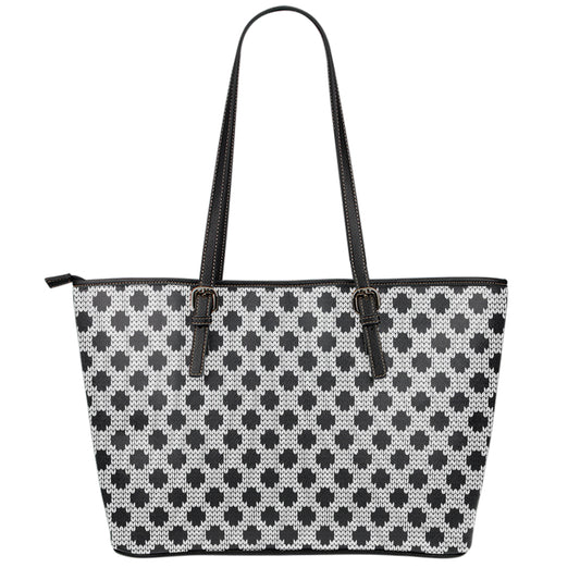 Polka Dot Knitted Pattern Print Leather Tote Bag