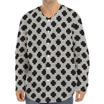 Polka Dot Knitted Pattern Print Long Sleeve Baseball Jersey