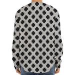 Polka Dot Knitted Pattern Print Long Sleeve Baseball Jersey