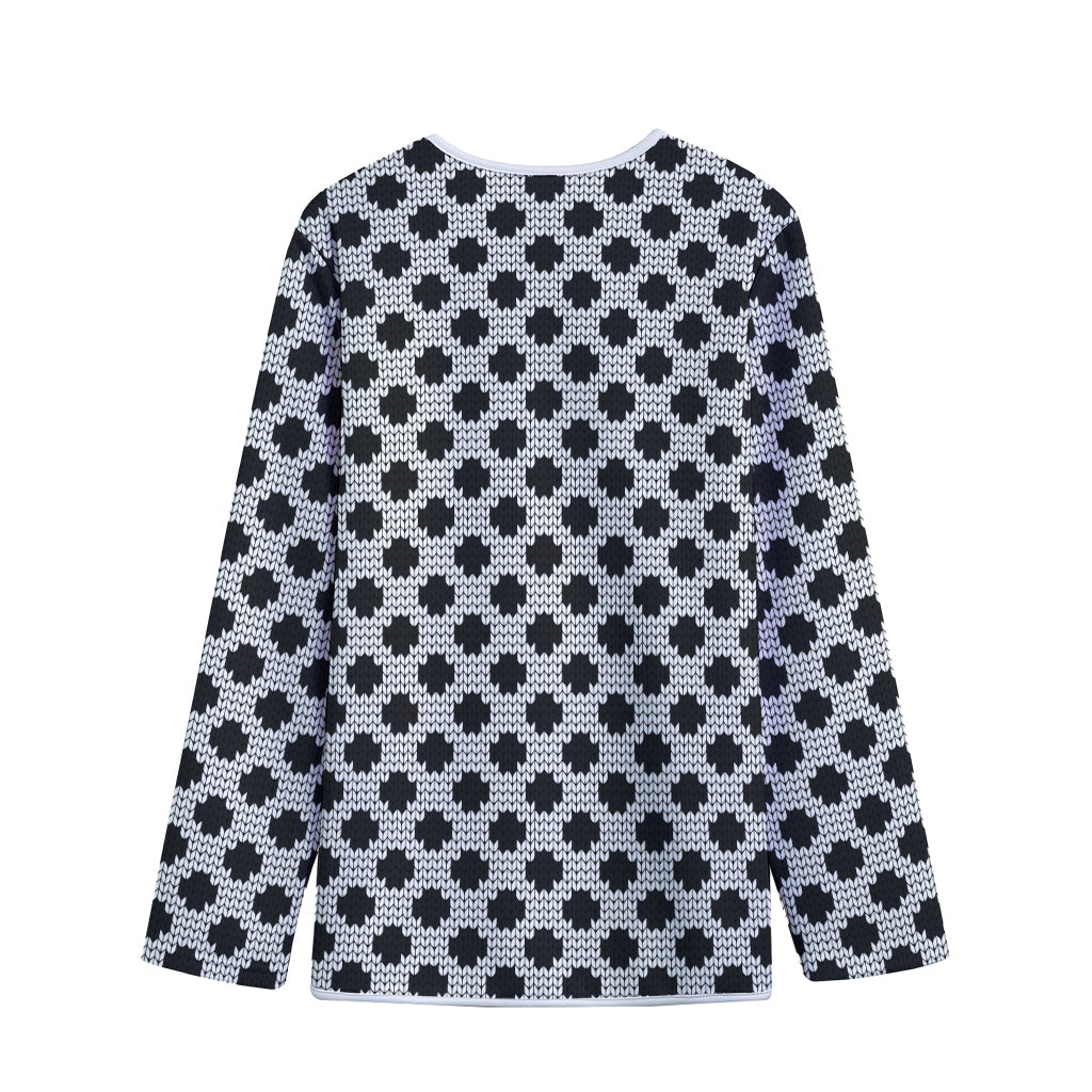 Polka Dot Knitted Pattern Print Long Sleeve Short Coat