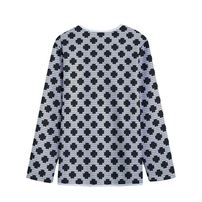 Polka Dot Knitted Pattern Print Long Sleeve Short Coat
