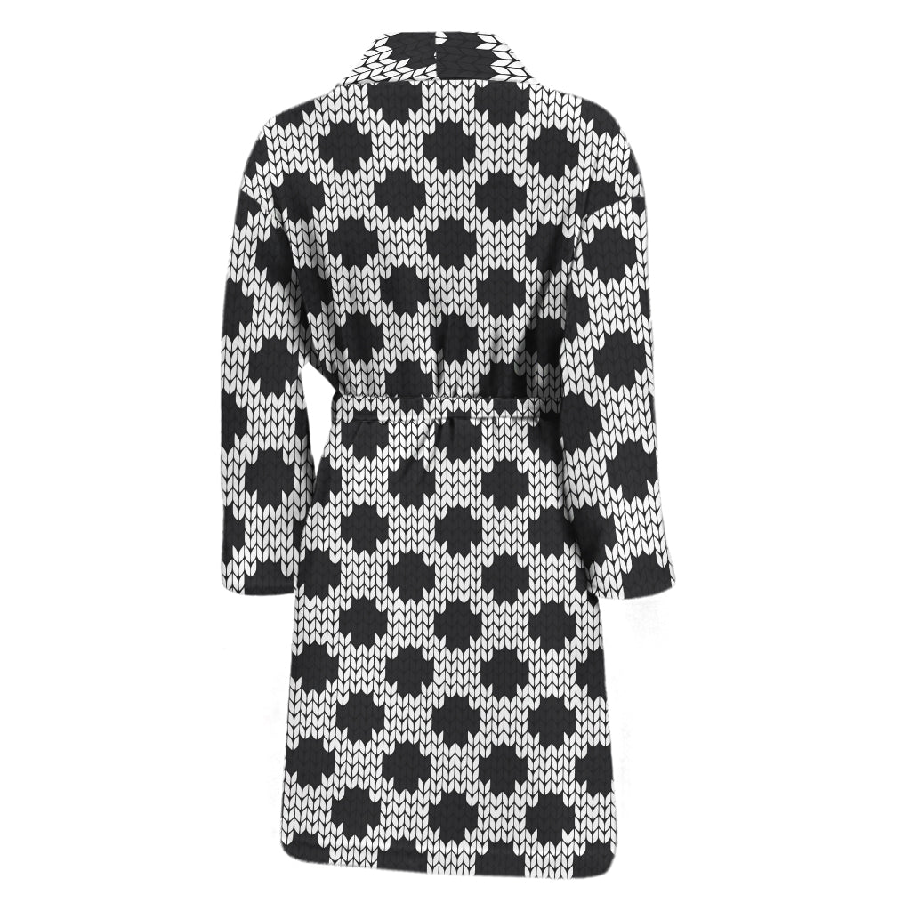 Polka Dot Knitted Pattern Print Men's Bathrobe