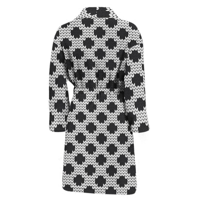 Polka Dot Knitted Pattern Print Men's Bathrobe