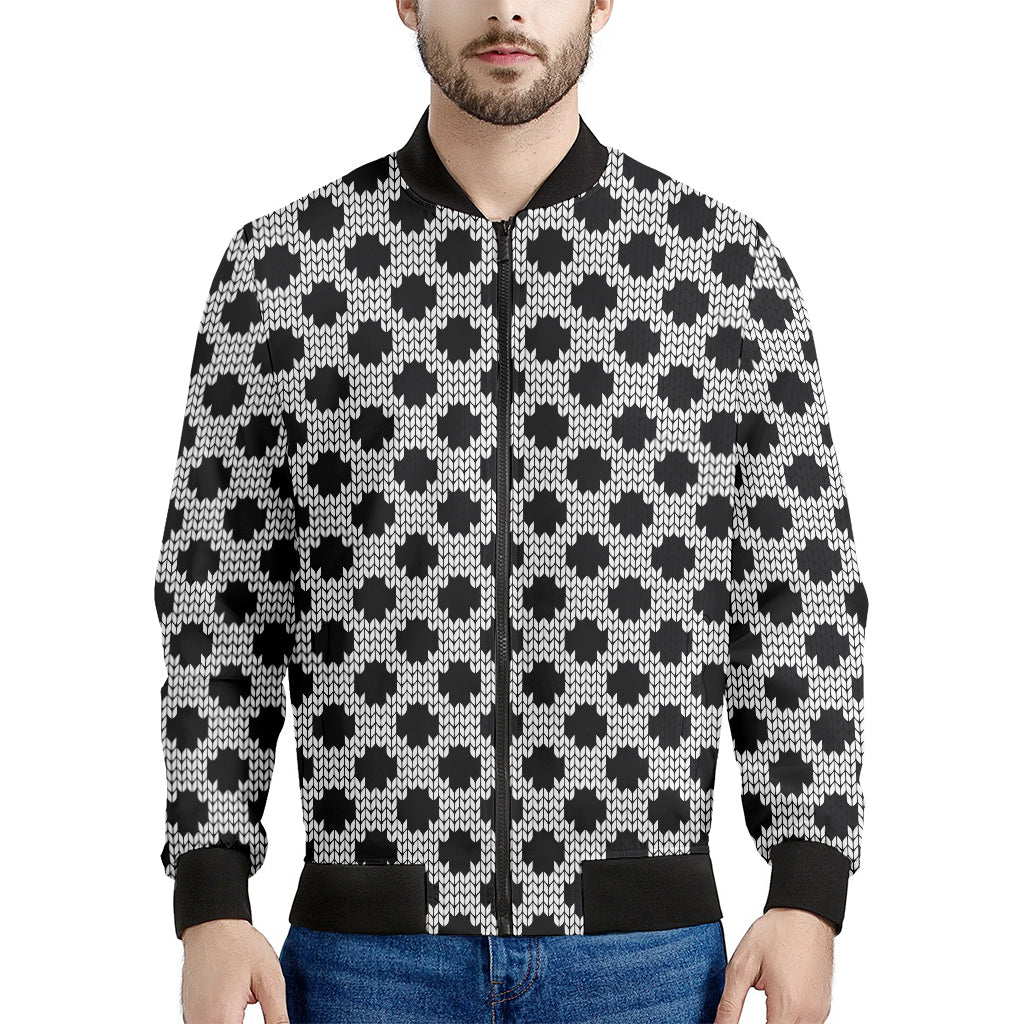 Polka Dot Knitted Pattern Print Men's Bomber Jacket