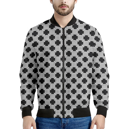 Polka Dot Knitted Pattern Print Men's Bomber Jacket