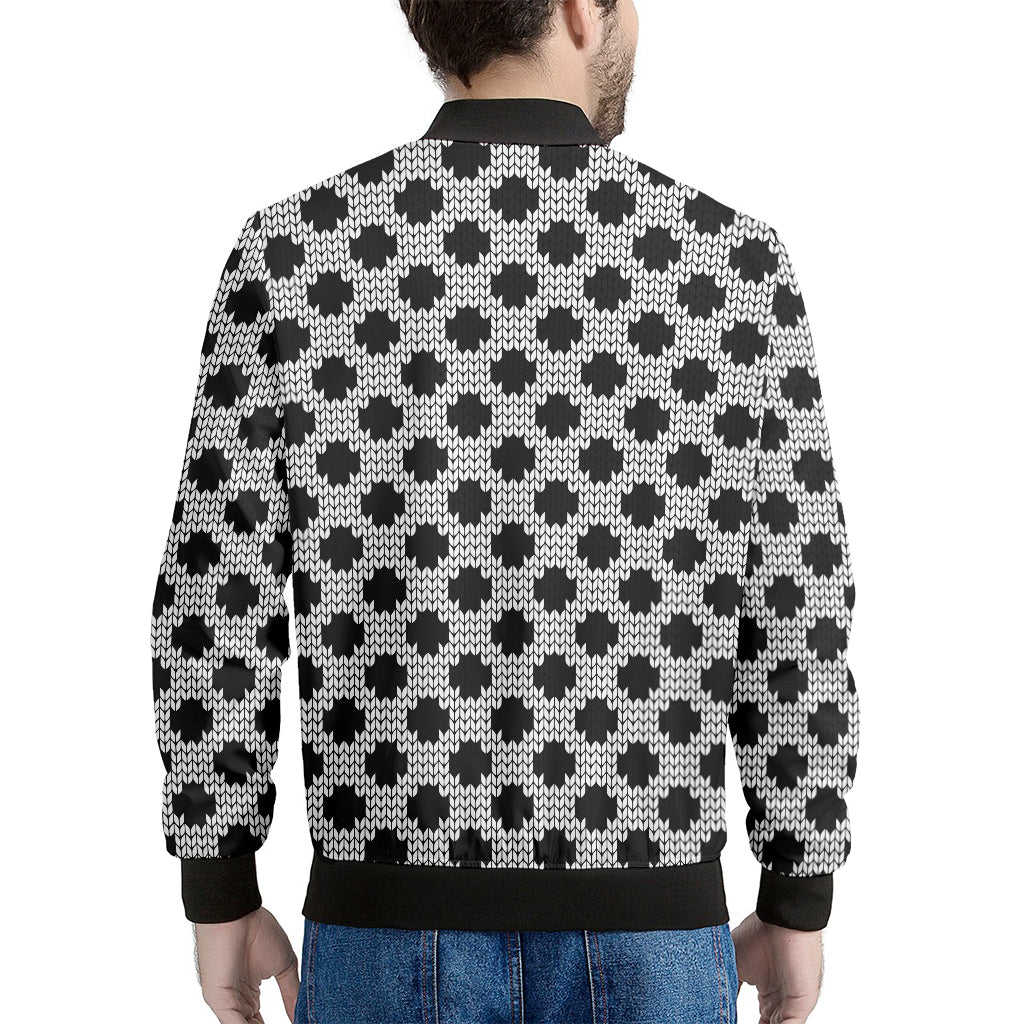 Polka Dot Knitted Pattern Print Men's Bomber Jacket