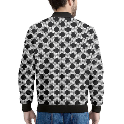 Polka Dot Knitted Pattern Print Men's Bomber Jacket