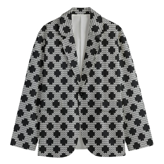 Polka Dot Knitted Pattern Print Men's Cotton Blazer