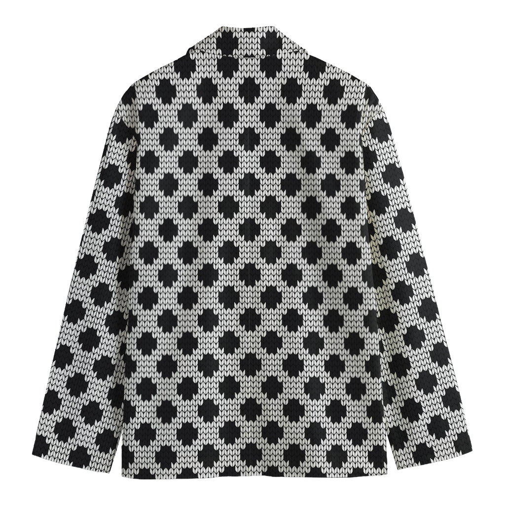 Polka Dot Knitted Pattern Print Men's Cotton Blazer