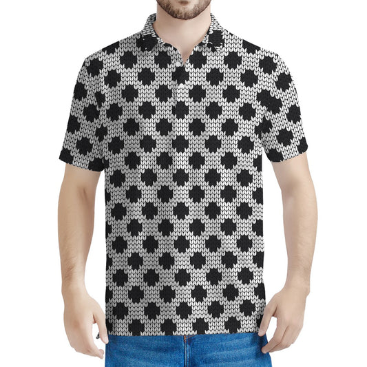 Polka Dot Knitted Pattern Print Men's Polo Shirt
