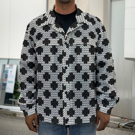 Polka Dot Knitted Pattern Print Men's Shirt Jacket