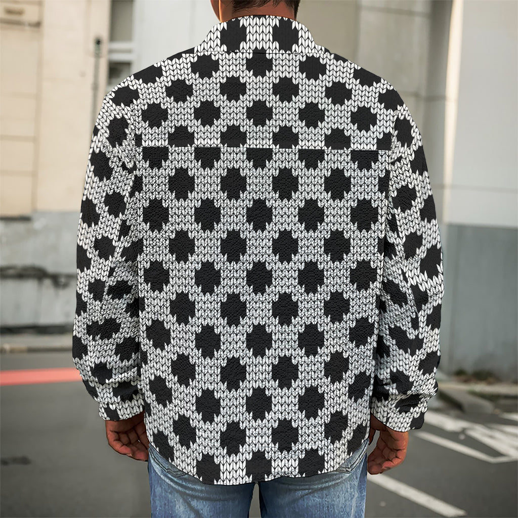 Polka Dot Knitted Pattern Print Men's Shirt Jacket