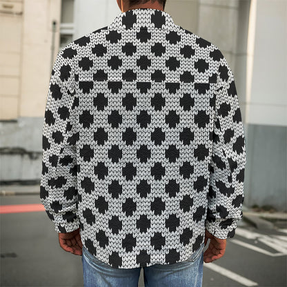 Polka Dot Knitted Pattern Print Men's Shirt Jacket
