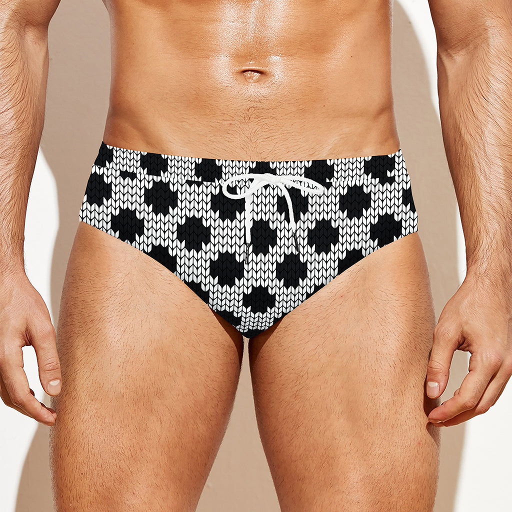 Polka Dot Knitted Pattern Print Men's Swim Briefs