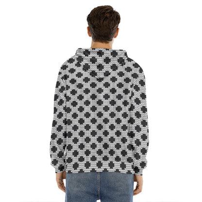 Polka Dot Knitted Pattern Print Men's Velvet Pullover Hoodie