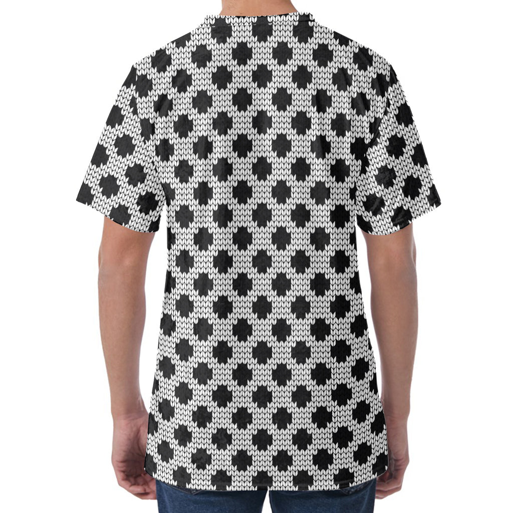 Polka Dot Knitted Pattern Print Men's Velvet T-Shirt
