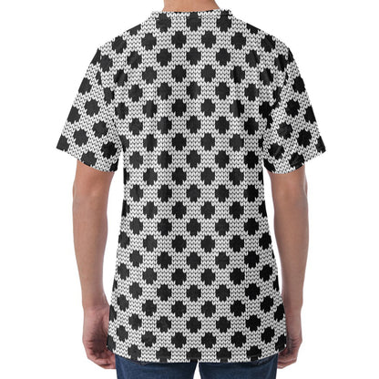 Polka Dot Knitted Pattern Print Men's Velvet T-Shirt
